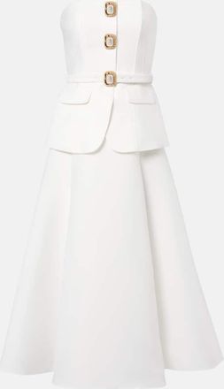 Self Portrait Bridal - Abito midi in taffetà senza spalline
