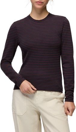 Prana Lotus Long Sleeve Tee in Cacao Stripe at Nordstrom, Size X-Small