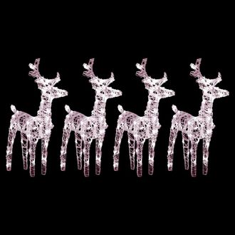 vidaXL Renos De Navidad 4 Unidades 160 Leds Blanco C&aacute;lido Acr&iacute;lico Vidaxl