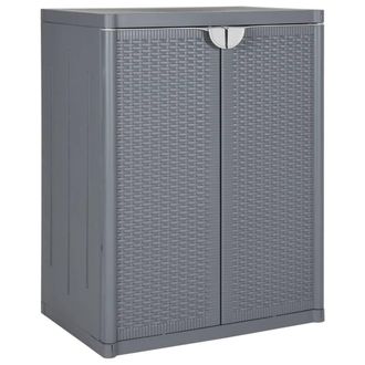 Berkfield Home Garden Storage Cabinet Grey 65x45x88 cm PP Rattan | Size: 65 x 45 x 88 cm