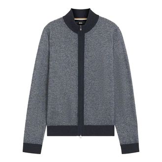 HUGO BOSS Cardigan con zip in misto - male - Hugo - Cardigans - Blue - S - Knitwear