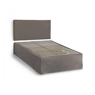 Dmora Dmora - Cama De Plaza Y Media Dbellem, Juego De Cabecero En Ecopiel Con Base Ortop&eacute;dica Y Cenefa, 100% Made In Italy, Adecuado Para Colch&oacute;n De Cm 120x