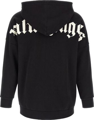 Palm Angels Logo-Printed Brushed Cotton Hoodie - Black