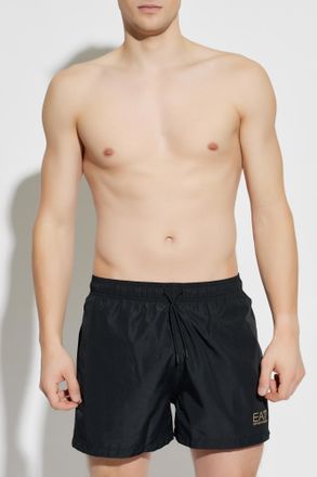 Emporio Armani Logo Swim Shorts, Mens, Black