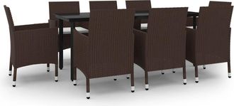 vidaXL Set Comedor De Jard&iacute;n 9 Pzas Y Cojines Rat&aacute;n Sint&eacute;tico Y Vidrio Vidaxl
