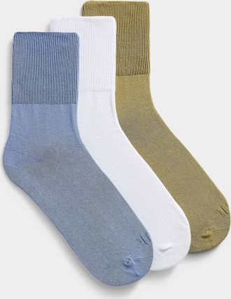 Hue Womens Finely-ribbed edging solid ankle socks 3-pack