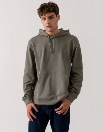 HUGO BOSS Mens BOSS Orange Wetalk Mens Pullover Hoodie With Logo Patch - Open Grey 076 - Tan - Size: 40