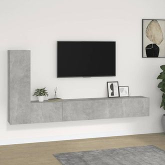 vidaXL Vidaxl - Set De Muebles De Tv 3 Pzas Madera Contrachapada Gris Hormig&oacute;n