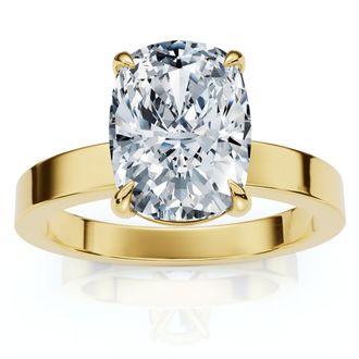 Pompeii3 Certified 2Ct Cushion Diamond Cigar Band Engagement Ring 14k Gold Lab Grown