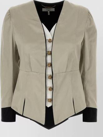 Chlo&eacute; satin blazer structured shoulders contrast cuffs