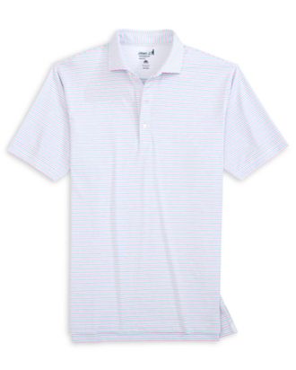 Johnnie-O Mens Vic Striped Polo Shirt In Porto Pink