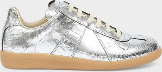 Maison Margiela XO Replica Metallic Leather Low-Top Sneakers
