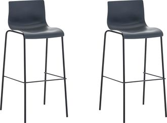 Clp Clp - Set 2x Taburete Hover Con Asiento De Pl&aacute;stico & Base De Metal Gris Negro
