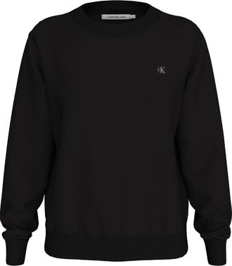 Calvin Klein Zwarte Sweater Regeneratief Katoen Geborduurd Logo - Dames - Sweatshirts - Zwart - S - Katoen - Hoodies & sweatvesten