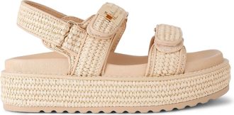Steve Madden Womens Bigmona Raffia Sandals - Beige Fabric - Size UK 9