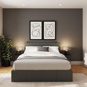 GFW Side Lift Ottoman Storage Bed in Dark Grey | Size: Double