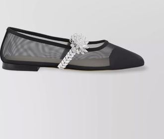 Mach & Mach jeweled bow strap ballerinas