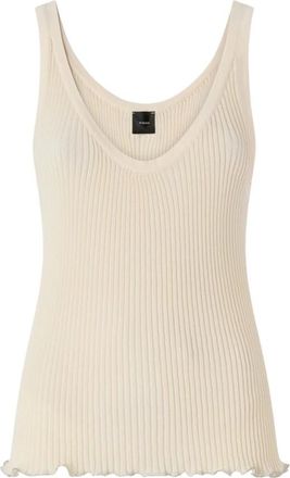 Pinko Geribbelde Tanktop - Dames - Tops zonder mouwen - Wit - S - Katoen - Tops