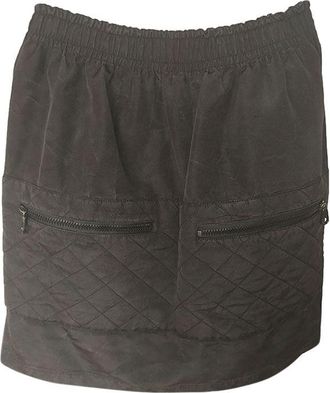 Chanel Quilted CC Logo Silk Skirt Size 42