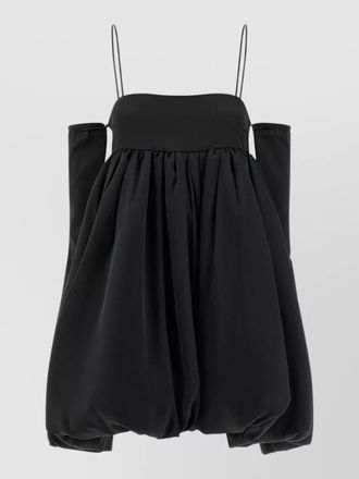 Rotate satin bubble dress balloon hem spaghetti straps