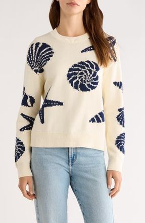 Rails Zoey Seashell Intarsia Cotton Sweater in Seashells at Nordstrom, Size Xx-Small