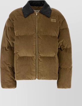 Miu Miu corduroy padded high collar down jacket