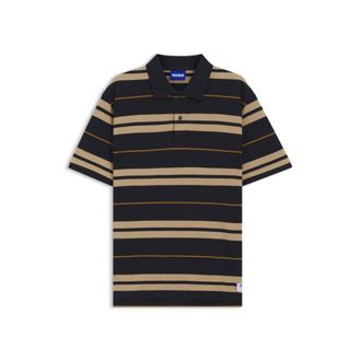 HUGO BOSS Regular-fit polo in cotton pique with engineered stripes