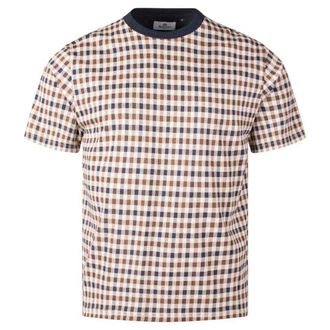 Aquascutum Heren T-shirt van hoogwaardig katoen met Heritage-ruitmotief (Erfgoed)