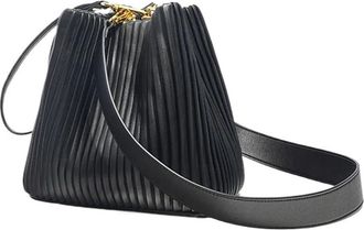 Generic Handbag Leather Large Capacity Commuter Bucket Bag Womens Single Shoulder Slant Crossbody(Black)