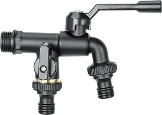 OEM Grifo De Jard&iacute;n Exterior Con Doble Salida, Desviador De Manguera De 1/2 Pulgada Y Dos Desviadores De 3/4 De Pulgada, Resistente A La Corrosi&oacute;n Y A Las