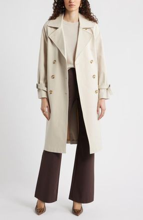 Nordstrom Stretch Cotton Trench Coat in Beige Oatmeal at Nordstrom, Size Xx-Large