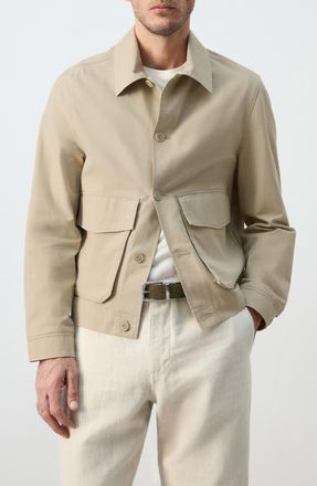 Mango Cotton Blend Jacket in Beige at Nordstrom, Size Medium