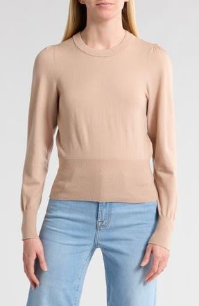 7 For All Mankind Crewneck Puff Sleeve Sweater in Light Taupe at Nordstrom Rack, Size Small