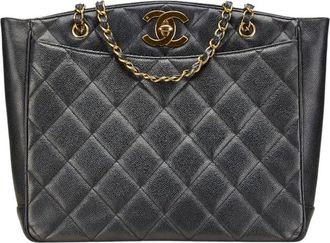 Chanel Black Grained Calfskin Shoulder Bag Tote Bag (Pre-Owned)