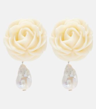 Magda Butrym Rose sterling silver drop earrings with freshwater pearls
