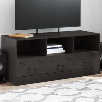 Berkfield Home TV Cabinet Black 99x39x44 cm Steel | Size: 99 x 39 x 44 cm