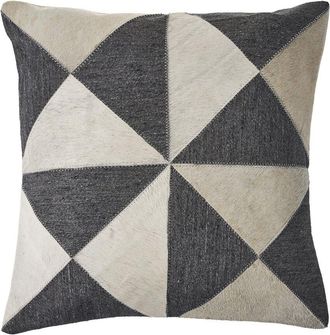 LR Home Lr Home Charcoal Geometric Faux Leather Hide Throw Pillow