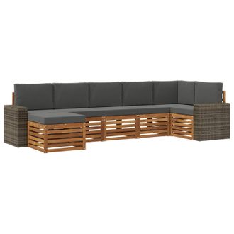 vidaXL Conjunto De Sof&aacute; Seccional Con Coj&iacute;n 7 Pcs Natural Y Antracita Vidaxl