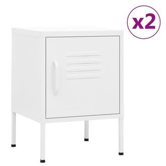 Berkfield Home Nightstands 2 pcs White 35x35x51 cm Steel | Size: 35 x 35 x 51 cm