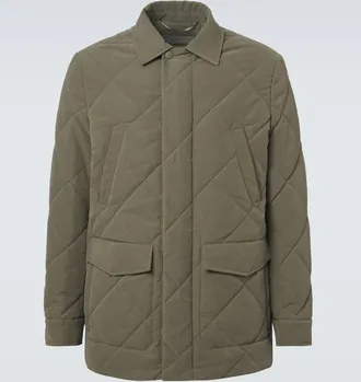 Canali Leather-trimmed quilted puffer jacket