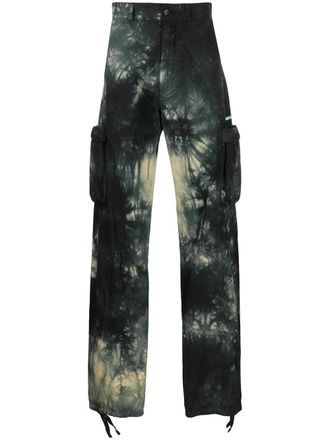 Off-white Cargo con fantasia tie dye - Nero