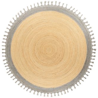 Beliani Beliani - Alfombra Boho R&uacute;stica Redonda 200 Cm De Yute Natural Trenzado A Mano Beige Y Gris Marts