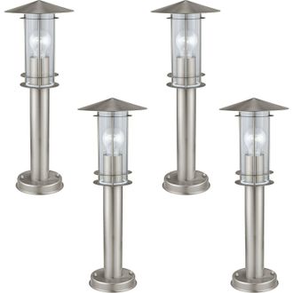 Loops 4 PACK IP44 Outdoor Bollard Light Stainless Steel 500mm 60W E27 Driveway Post in Metallics
