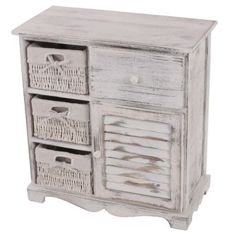 Hhg Nunca Usado] C&oacute;moda Armario Con 3 Cestas 63x60x30cm, Aspecto Shabby, Vintage, Blanco