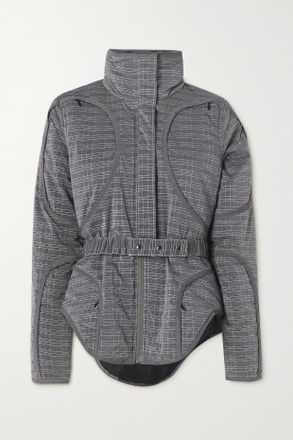 Alexander McQueen Giacca In Tessuto Shell A Quadri Con Imbottitura Matelass&eacute; Long Now - Grigio