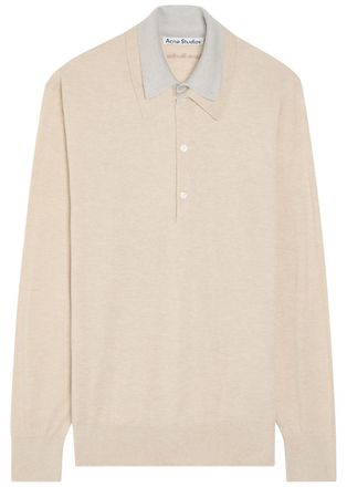Acne Studios Layered-effect Silk and Wool-blend Polo top - Beige - S (UK8-10 / S)