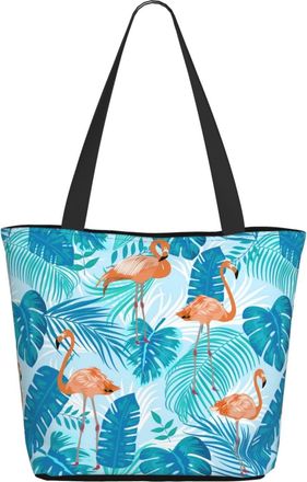 AOOEDM Flamingos Palm Leaves Ladies Shopping Bag 13x11x7in.The Perfect ValentineS Day Gift.It Is The Best ValentineS Day Gift For Mom, Daughter, Wife,Etc