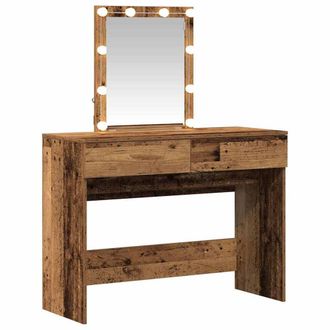 Berkfield Home Dressing Table with Mirror&LED Lights Old Wood Engineered Wood in Brown