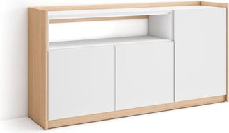 Skraut Home Skraut Home - Aparadores Para Sal&oacute;n, 156x37x80cm, 3 Puertas, Armario, Zapatero, Blanco Y Roble Soft