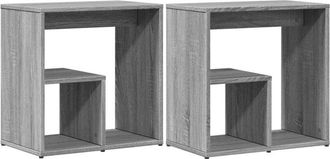 vidaXL Vidaxl - Mesa auxiliar 2 uds madera ingeniería gris Sonoma 50x30x50 cm